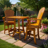 Wooden Bar Height Bistro Set for 2 with 30" Pedestal Table