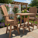 Wooden Bar Height Bistro Set for 2 with 30" Pedestal Table