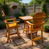 Wooden Bar Height Bistro Set for 2 with 30" Pedestal Table