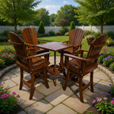 Wooden Bar Height Bistro Set for 4 with 30" Pedestal Table