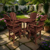 Wooden Bar Height Bistro Set for 4 with 30" Pedestal Table