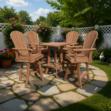 Wooden Bar Height Bistro Set for 4 with 30" Pedestal Table