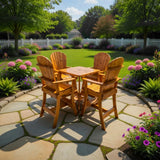 Wooden Bar Height Bistro Set for 4 with 30" Pedestal Table