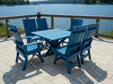 Poly-Luxe Modern Dining Set for 6 with Pedestal Table
