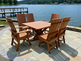 Poly-Luxe Modern Dining Set for 6 with Pedestal Table