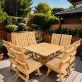 Wooden Modern Dining Set for 8 with Pedestal Table