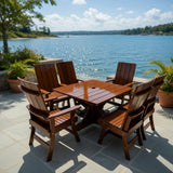 Wooden Modern Dining Set for 6 with Pedestal Table