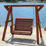 Wooden Lovers Porch Swing with Frame