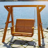 Wooden Lovers Porch Swing with Frame
