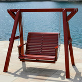 Wooden Lovers Porch Swing with Frame