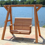 Wooden Lovers Porch Swing with Frame