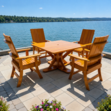 Wooden Modern Dining Set for 4 with Pedestal Table