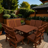 Wooden Modern Dining Set for 8 with Pedestal Table