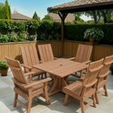 Wooden Modern Dining Set for 6 with Pedestal Table