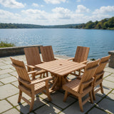 Wooden Modern Dining Set for 6 with Pedestal Table