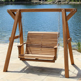 Wooden Lovers Porch Swing with Frame