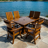 Wooden Modern Dining Set for 6 with Pedestal Table