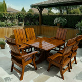 Wooden Modern Dining Set for 6 with Pedestal Table