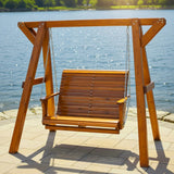 Wooden Lovers Porch Swing with Frame