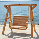Wooden Lovers Porch Swing with Frame