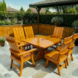 Wooden Modern Dining Set for 6 with Pedestal Table
