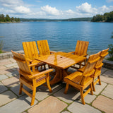 Wooden Modern Dining Set for 6 with Pedestal Table