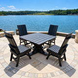 Poly-Luxe Modern Dining Set for 4 with Pedestal Table
