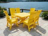 Poly-Luxe Modern Dining Set for 6 with Pedestal Table