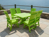 Poly-Luxe Modern Dining Set for 6 with Pedestal Table