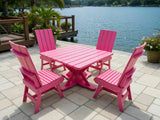 Poly-Luxe Modern Dining Set for 4 with Pedestal Table