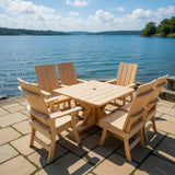 Wooden Modern Dining Set for 6 with Pedestal Table
