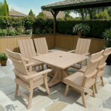 Wooden Modern Dining Set for 6 with Pedestal Table