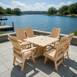 Wooden Modern Dining Set for 6 with Pedestal Table