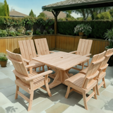 Wooden Modern Dining Set for 6 with Pedestal Table
