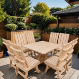Wooden Modern Dining Set for 8 with Pedestal Table