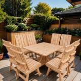 Wooden Modern Dining Set for 8 with Pedestal Table