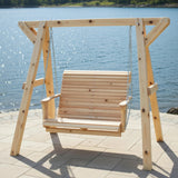 Wooden Lovers Porch Swing with Frame