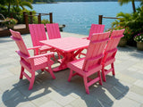 Poly-Luxe Modern Dining Set for 6 with Pedestal Table