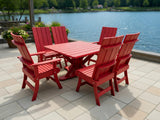 Poly-Luxe Modern Dining Set for 6 with Pedestal Table