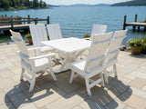 Poly-Luxe Modern Dining Set for 6 with Pedestal Table