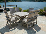 Poly-Luxe Modern Dining Set for 6 with Pedestal Table