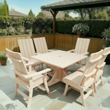 Wooden Modern Dining Set for 6 with Pedestal Table
