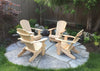 set of classic Adirondack chairs in backyard