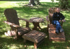 Unoiled Brazilian Walnut Ipe Royal Complete Patio Set 2 Adirondack Royal Chairs, 2 Royal Adirondack Footstools Ottomans and 1 Adirondack Round Table