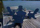 blue adirondack chairs and coffee table