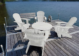 white adirondack chairs and coffee table